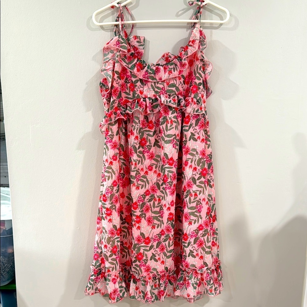 NWT Koko and Mason Nordstrom floral ruffle mini babydoll dress croquette